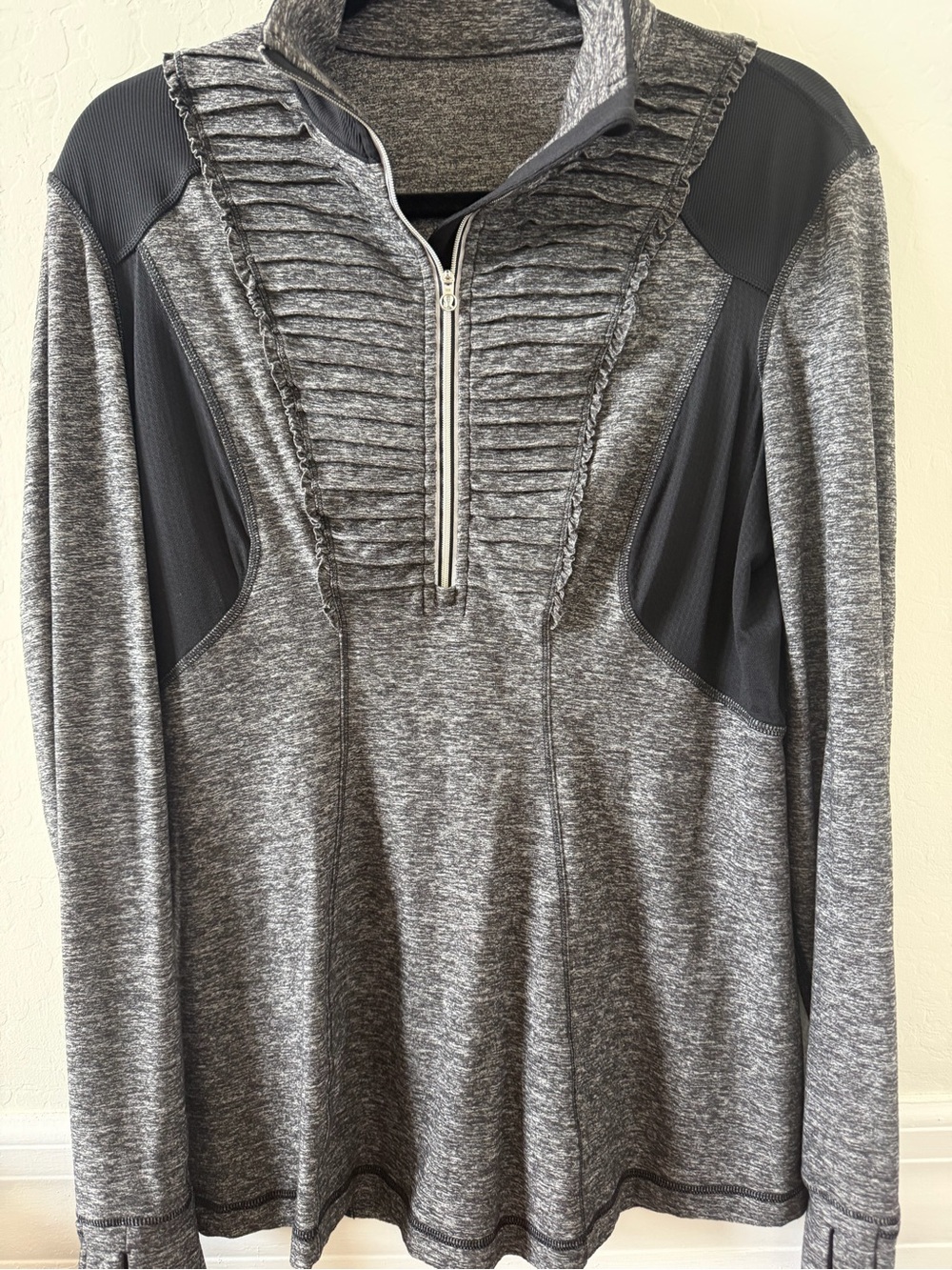 Grey Heather Quarter-Zip Pullover with Textured Front - Picture 2 of 8